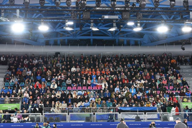 CORTINA, OLYMPICS, MIXED DOUBLES CURLING ITALY-SWEDEN, IN THE PHOTO the spectators, the public  Copyright: xFRANCESCAxVIECELIx xipa-agency.netx xFrancescaxViecelix IPA_71082457 IPA_Agency_IPA71082457