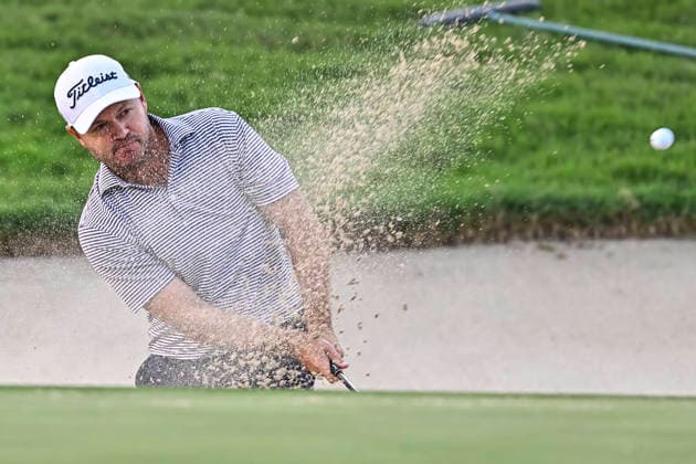 QATAR MASTERS 2026- THIRD ROUND Richard Sterne of South Africa plays his third shot from the bunker on the 18th hole during the third round of the Qatar Masters 2026 golf tournament at the Doha Golf Club in Doha, Qatar, on February 7, 2026 DOHA Qatar Copyright: xNOUSHADx
