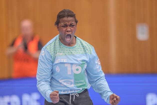 GER, Bensheim, HSG Bensheim Auerbach Flames vs TuS Metzingen, Alsco Handball Bundesliga Frauen, Handball, DHB, Spielzeit 2025 2026, Weststadthalle Bensheim, 16. Spieltag im Bild: Vanessa Fehr (HSG Bensheim Auerbach Flames Frauen 16), Jubel, Freude DFB DFL REGULATIONS PROHIBIT ANY USE OF PHOTOGRAPHS AS IMAGE SEQUENCES AND OR QUASI-VIDEO, 07.02.2026 Copyright: HMBxMedia HendrikxHamelau