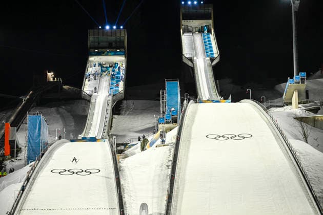 The skijumping hills of Predazzo during women s Ski jumping, Skispringen, Ski, nordisch Normal Hill Individual event at the Milano Cortina Winter Olympics in Predazzo Ski Jumping Stadium on February 7, 2026. - RONI REKOMAA Predazzo Italy TD-zZovZ-W0  Copyright: xRonixRekomaax TD-zZovZ-W0