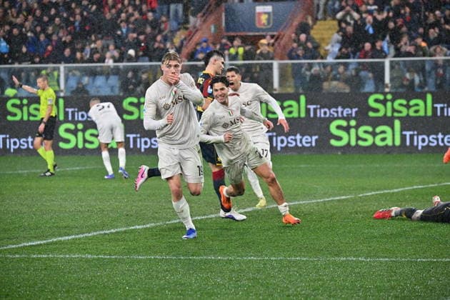 Foto IPP Felice De Martino Genova 07 02 2026 Calcio Campionato di Serie A 2025 2026 Genoa-Napoli 2-3 nella foto Rasmus Hojlund esulta dopo il suo gol del definitivo 2 a 3 per il Napoli - Italy Photo Press - World Copyright italy ITALY  Copyright: xR4924_italyphotopressx