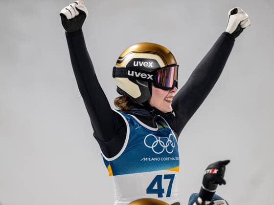 OLYMPICS - Winter Olympic Games, Olympische Spiele, Olympia, OS Milano Cortina 2026 VAL DI FIEMME,ITALY,07.FEB.26 - OLYMPICS, Ski jumping, Skispringen, Ski, nordisch - Winter Olympic Games Milano Cortina 2026, individual, normal hill, women. Image shows the rejoicing of Anna Odine Stroem (NOR).  GEPAxpictures xOliverxLerch