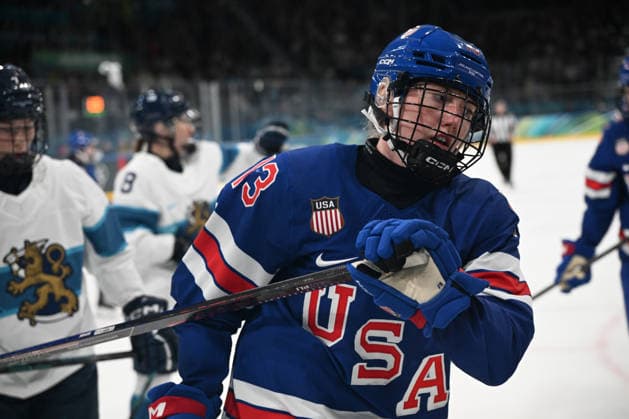 Ice hockey, Eishockey - Milano Cortina 2026 Winter Olympics: Day 1 Zumwinkle Grace (USA) participates in the Winter Olympic Games, Olympische Spiele, Olympia, OS at the Milano Rho Ice Hockey Arena in Milano, Italy, on February 7, 2026. Milano Italy  Copyright: xFedericoxManonix originalFilename:manoni-olympics260207_npNLt.jpg