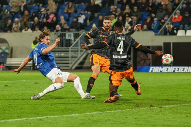 FBL-Germany 2.Bundesliga SV Darmstadt 98 - 1.FC Kaiserslautern Fynn Luca Lakenmacher (SV Darmstadt 98) scores the goal to 2:0, Atanas Chernev (1.FC Kaiserslautern), Maxwell Gyamfi (1.FC Kaiserslautern) during the 2.Bundesliga 2025-26 match between SV Darmstadt 98 and 1.FC Kaiserslautern at Merckstadion am Böllenfalltor on 7 February 2026 in Darmstadt, Germany (DFL DFB REGULATIONS PROHIBIT ANY USE OF PHOTOGRAPHS as IMAGE SEQUENCES and or QUASI-VIDEO)