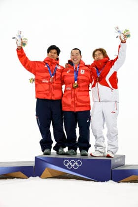 OLYMPICS - Winter Olympic Games, Olympische Spiele, Olympia, OS Milano Cortina 2026 BORMIO,ITALY,07.FEB.26 - OLYMPICS, SNOWBOARD - Winter Olympic Games Milano Cortina 2026, Big Air, final, men. Image shows Ryoma Kimata, Kira Kimura (JPN) and Yiming Su (CHN).  GEPAxpictures xWolfgangxGrebien