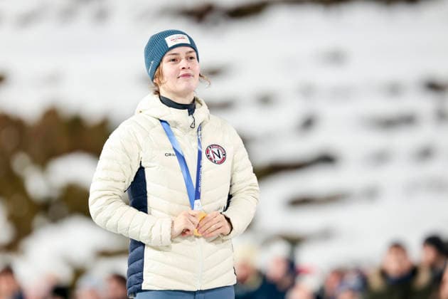 OLYMPICS - Winter Olympic Games, Olympische Spiele, Olympia, OS Milano Cortina 2026 VAL DI FIEMME,ITALY,07.FEB.26 - OLYMPICS, Ski jumping, Skispringen, Ski, nordisch - Winter Olympic Games Milano Cortina 2026, individual, normal hill, women. Image shows Anna Odine Stroem (NOR). Keywords: medal.  GEPAxpictures xMatthiasxTrinkl