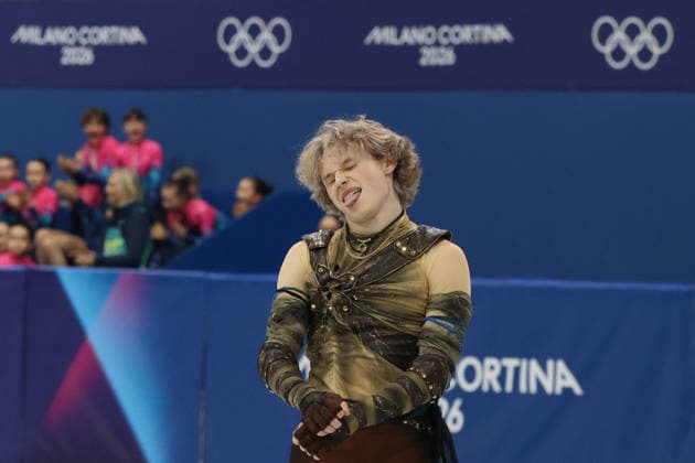 February 7, 2026, Milan, Lombardy, Italy: ILIA MALIN of Team USA reacts to his performance in the Men s Single Short Program of the Figure skating, Eiskunstlauf Team Event at the Milano Cortina 2026 Winter Olympic Games, Olympische Spiele, Olympia, OS Milan Italy - ZUMAc179 20260207_oly_c179_005 Copyright: xMickaelxChavetx