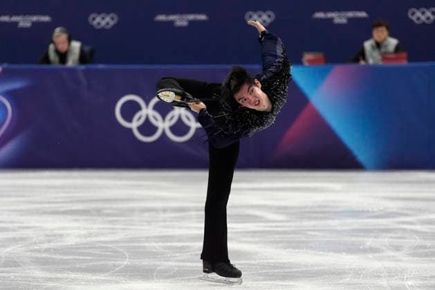 Junhwan Cha of South Korea performs his routine during the Men s Singles Figure skating, Eiskunstlauf Team Event at the Milano Figure Skating Arena in Milan, Italy on Saturday, February 7, 2026.  OLY20260230115 RichardxEllis
