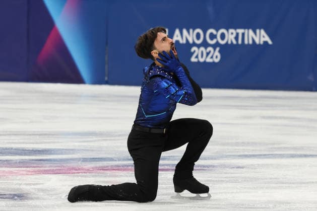 February 7, 2026, Milan, Lombardy, Italy: KEVIN AYMOZ of France performs his Men s Single Short Program of the Figure skating, Eiskunstlauf Team Event at the Milano Cortina 2026 Winter Olympic Games, Olympische Spiele, Olympia, OS Milan Italy - ZUMAc179 20260207_oly_c179_034 Copyright: xMickaelxChavetx