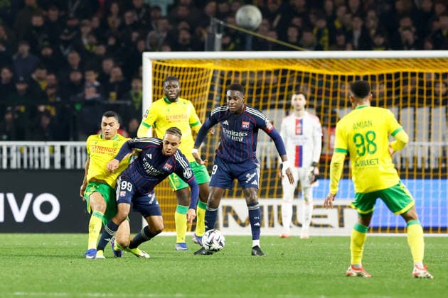 FC Nantes v Olympique Lyonnais - Ligue 1 McDonald s 2025 2026 99 Noah NARTEY (ol) - 19 Moussa NIAKHATE (ol) during the Ligue 1 McDonald s match between Nantes and Lyon at Stade de la Beaujoire on February 7, 2026 in Nantes, France. Nantes France  Copyright: xFEPx 776348277