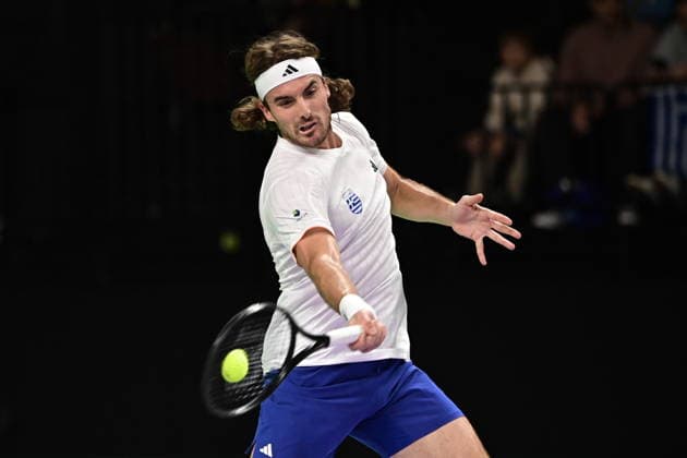 Davis Cup 2026 - Stefanos Tsitsipas of Greece in action against Rodrigo Pacheco Mendez of Mexico during the Davis Cup World Group 1st Round tennis match between Greece and Mexico held in Taekwondo Faliro Olympic Center, Athens, Greece, 7 February 2026. IMAGO ONE INCH PRODUCTIONS ATHENS Greece Copyright: xONExINCHxPRODUCTIONSx 6842280
