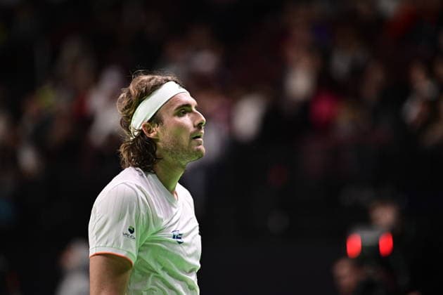 Davis Cup 2026 - Stefanos Tsitsipas of Greece in action against Rodrigo Pacheco Mendez of Mexico during the Davis Cup World Group 1st Round tennis match between Greece and Mexico held in Taekwondo Faliro Olympic Center, Athens, Greece, 7 February 2026. IMAGO ONE INCH PRODUCTIONS ATHENS Greece Copyright: xONExINCHxPRODUCTIONSx 6842365