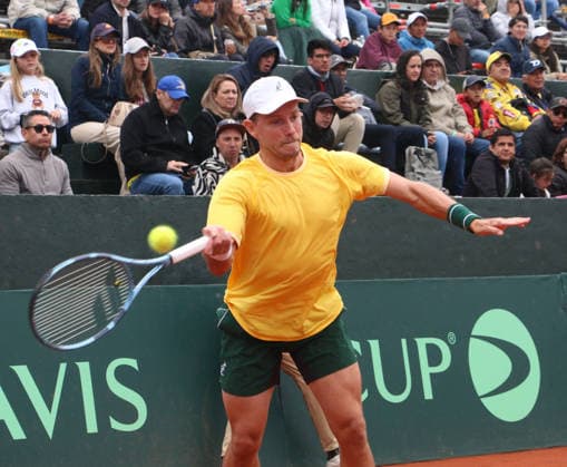 COPA DAVIS ECUADOR VS AUSTRALIA 2 Quito, sabado 7de febrero del 2026 Copa Davis, primera ronda de clasificacion entre Ecuador vs. Australia, en el Quito Tenis Golf Club. AndrÃ s Andrade (ECU) VS James Duckworth (AUS ) Fotos : API Rolando Enriquez Quito Pichincha Ecuador Copyright: xROLANDOxENRIQUEZx
