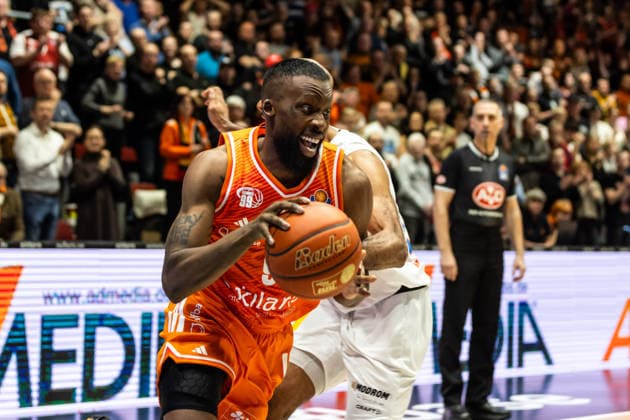 GER, easy-Credit Basketball-Bundesliga, Niners Chemnitz - Syntainics MBC. 07.02.2026, Messe, Chemnitz, GER, easy-Credit Basketball-Bundesliga, Niners Chemnitz - Syntainics MBC. John Edward Newman III (Niners Chemnitz, 9) Foto Alexander Trienitz Chemnitz Messe Sachsen Deutschland