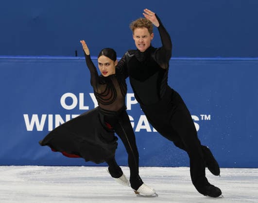 February 7, 2026, Milan, Lombardy, Italy: MADISON CHOCK and EVAN BATES of Team USA perform their Ice Dance Free Dance in the Figure skating, Eiskunstlauf Team Event at the Milano Cortina 2026 Winter Olympic Games, Olympische Spiele, Olympia, OS Olympics 2026: Milano Cortina: Figure Skating Team Event  - ZUMAc179 20260207_oly_c179_065 Copyright: xMickaelxChavetx