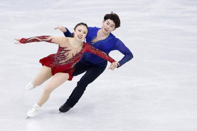 Milan Cortina Olympics: Figure skating, Eiskunstlauf Japanese ice dancers Utana Yoshida (L) and Masaya Morita perform their free dance during the figure skating team event at the Milan Cortina Olympics at Milano Ice Skating Arena in Milan on Feb. 7, 2026.  A14AA0005255189P