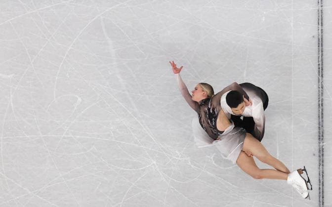 (260208) -- MILAN, Feb. 8, 2026 -- Marjorie Lajoie (L) Zachary Lagha of Canada perform during the free dance of ice dance skating for Figure skating, Eiskunstlauf team event at the Milan-Cortina 2026 Olympic Winter games, Winterspiele,Spiele, Summer games in Milan, Italy, Feb. 7, 2026. ) (MICO2026)ITALY-MILAN-OLYMPIC WINTER GAMES-FIGURE SKATING TEAM EVENT-ICE DANCE-FREE DANCE LixMing 