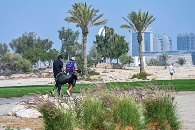 QATAR MASTERS 2026-GOLF TOURNAMENT FINAL ROUND Patrick Reed of the United States walks down the first hole during round four of the Qatar Masters 2026 golf tournament at the Doha Golf Club in Doha, Qatar, on February 8, 2026. DOHA Qatar Copyright: xNOUSHADx