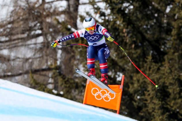 OLYMPICS - Winter Olympic Games, Olympische Spiele, Olympia, OS Milano Cortina 2026 CORTINA D AMPEZZO,ITALY,08.FEB.26 - OLYMPICS, ALPINE SKIING - Winter Olympic Games Milano Cortina 2026, downhill, women. Image shows Breezy Johnson (USA).  GEPAxpictures xMaticxKlansek