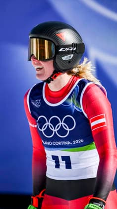 OLYMPICS - Winter Olympic Games, Olympische Spiele, Olympia, OS Milano Cortina 2026 CORTINA D AMPEZZO,ITALY,08.FEB.26 - OLYMPICS, ALPINE SKIING - Winter Olympic Games Milano Cortina 2026, downhill, women. Image shows Cornelia Huetter (AUT).  GEPAxpictures xAlexanderxSolc