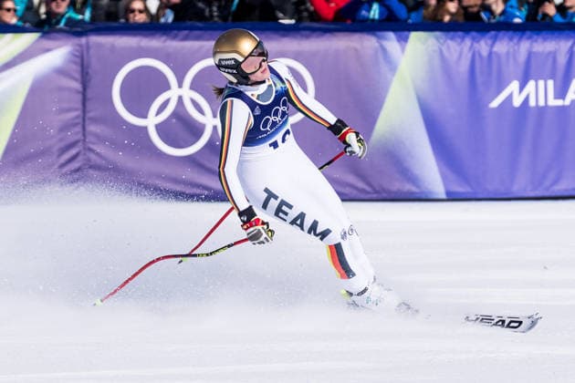 CORTINA, ITALY - FEBRUARY 8: Emma Aicher (Germany) during the Alpine Skiing Women™s Downhill at the Milano Cortina 2026 Olympics at Tofane Alpine Skiing Centre on day 3 of the Milano Cortina 2026 Olympics on February 8, 2026 in Cortina, Italy. Editorial use only. Venezia Italy Copyright: xSteffiexWunderlx