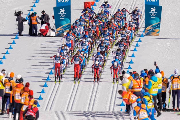 Winter Olympics in Milan Cortina 2026 Val di Fiemme, Italy 20260208. Martin Lowstrom Nyenget from Norway, Mattis Stenshagen from Norway, Harald ostberg Amundsen from Norway and Johannes Hosflot Klaebo from Norway during the men s cross-country 20 km Skiathlon at Lago di Tesero during the Winter Olympics in Milano Cortina 2026. Photo: Terje Pedersen NTB Val di Fiemme Italy EDITORIAL USE ONLY. RESTRICTED USE FOR BETTING COMPANIES Ref:_SPOxhkX4VJk3hM.jpg *** Winter Olympics in Milan Cortina 2026 Val di Fiemme, Italy 20260208 Martin Lowstrom Nyenget from Norway, Mattis Stenshagen from Norway, Harald ostberg Amundsen from Norway and Johannes Hosflot Klaebo from Norway during the men s cross country 20 km Skiathlon at Lago di Tesero during the Winter Olympics in Milano Cortina 2026 Photo Terje Pedersen NTB Val di Fiemme Italy EDITORIAL USE ONLY RESTRICTED USE FOR BETTING COMPANIES  Copyright: xTerjexPedersenx xNTBx