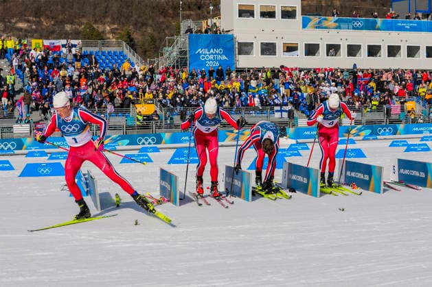 Winter Olympics in Milan Cortina 2026 Val di Fiemme, Italy 20260208. Johannes Hosflot Klaebo from Norway, Harald ostberg Amundsen from Norway, Mattis Stenshagen from Norway and Martin Lowstrom Nyenget from Norway during the men s cross-country 20 km Skiathlon at Lago di Tesero during the Winter Olympics in Milano Cortina 2026. Photo: Lise Aserud NTB Val di Fiemme Italy EDITORIAL USE ONLY. RESTRICTED USE FOR BETTING COMPANIES Ref:_SPOfokdNbit-UM.jpg *** Winter Olympics in Milan Cortina 2026 Val di Fiemme, Italy 20260208 Johannes Hosflot Klaebo from Norway, Harald ostberg Amundsen from Norway, Mattis Stenshagen from Norway and Martin Lowstrom Nyenget from Norway during the men s cross country 20 km Skiathlon at Lago di Tesero during the Winter Olympics in Milano Cortina 2026 Photo Lise Aserud NTB Val di Fiemme Italy EDITORIAL USE ONLY RESTRICTED USE FOR BETTING COMPANIES  Copyright: xLisexAserudx xNTBx