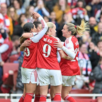 Olivia Smith of Arsenal Women celebrates scoring Arsenal Women first goal early in the first half during the Women s Super League match between Arsenal Women and Manchester City Women at the Emirates Stadium, London, England on 8 February 2026. Copyright: xPhilxHutchinsonx 44510007