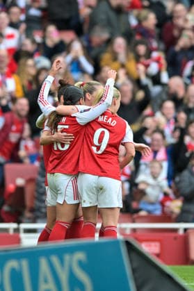 Olivia Smith of Arsenal Women celebrates scoring Arsenal Women first goal early in the first half during the Women s Super League match between Arsenal Women and Manchester City Women at the Emirates Stadium, London, England on 8 February 2026. Copyright: xPhilxHutchinsonx 44510008