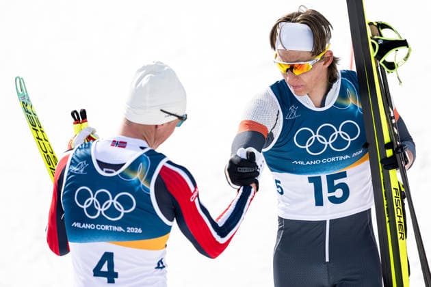 260208 Martin Lowstrom Nyenget of Norway and Savelii Korostelev of Individual Neutral Athletes after competing in the men s 20 km cross-country skiing skiathlon during day 2 of the 2026 Winter Olympics on February 8, 2026 in Val di Fiemme. Photo: Maxim Thore BILDBYRAN kod MT MT0964 skidor cross-country skiing langrenn Olympic Games, Olympische Spiele, Olympia, OS olympics winter olympics os ol olympiska spel vinter-os olympiske leker milano cortina 2026 milan cortina 2026 milano cortina 2026 olympic games milano cortina 2026 winter olympic games milano cortina-os milano cortina-ol vinter-ol 2 bbeng herr skiathlon norge jubel *** 260208 Martin Lowstrom Nyenget of Norway and Savelii Korostelev of Individual Neutral Athletes after competing in the men s 20 km cross country skiing skiathlon during day 2 of the 2026 Winter Olympics on February 8, 2026 in Val di Fiemme Photo Maxim Thore BILDBYRAN kod MT MT0964 skidor cross country skiing langrenn olympic games olympics winter olympics os ol olympiska spel vinter os olympiske leker milano cortina 2026 milan cortina 2026 milano cortina 2026 olympic games milano cortina 2026 winter olympic games milano cortina os milano cortina ol vinter ol 2 bbeng herr skiathlon norge jubel  Copyright: MAXIMxTHORE BB260208MT045