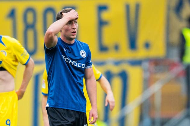 08.02.2026 - Fußball, 2025 2026, 2. Bundesliga, 21. Spieltag, DSC Arminia Bielefeld - Eintracht Braunschweig: Marius Wörl (Bielefeld) nach dem Tor zum 1:2 von Lukas Frenkert (Braunschweig) DFL REGULATIONS PROHIBIT ANY USE OF PHOTOGRAPHS AS IMAGE SEQUENCES AND OR QUASI-VIDEO.