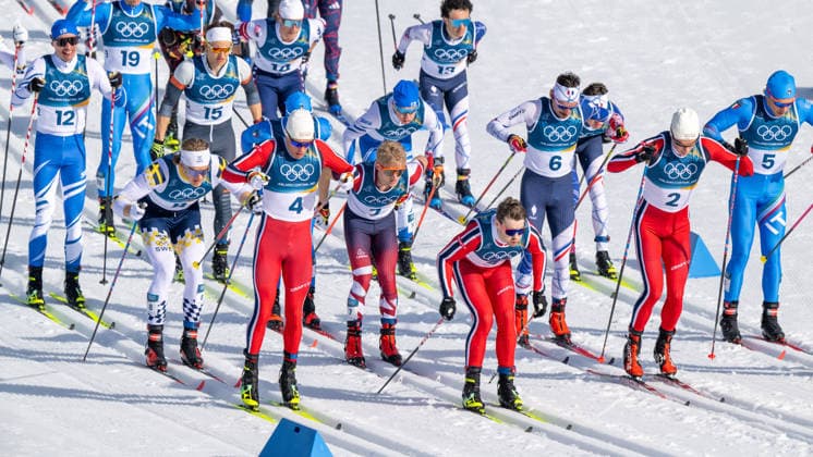 OLYMPICS - Winter Olympic Games, Olympische Spiele, Olympia, OS Milano Cortina 2026 VAL DI FIEMME,ITALY,08.FEB.26 - OLYMPICS, CROSS COUNTRY SKIING - Winter Olympic Games Milano Cortina 2026, 10km, 10km Skiathlon, men. Image shows the start.  GEPAxpictures xOliverxLerch