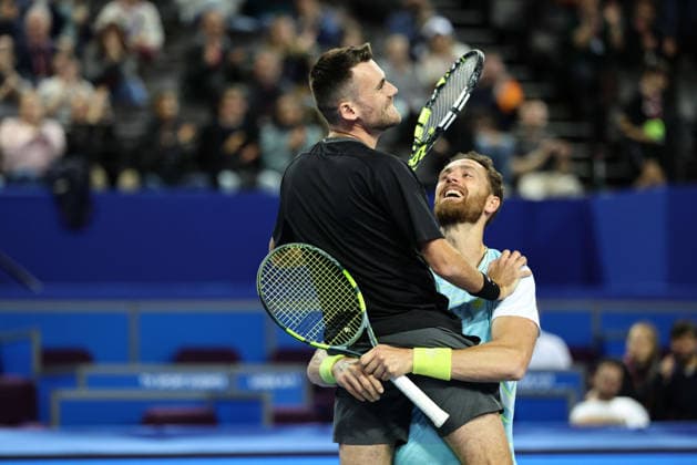 TENNIS : Finale Open Occitanie ATP, Tennis Herren 250 - 08 02 2026 Theo ARRIBAGE (FRA) Albano OLIVETTI (FRA) lors de la finale doubles du tournoi Open Occitanie ATP 250 a la Sud de France Arena de Montpellier, le 8 fevrier 2026. MontpellierFrance  Copyright: xValentinaxClaretx