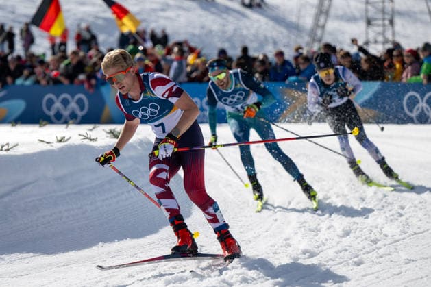 OLYMPICS - Winter Olympic Games, Olympische Spiele, Olympia, OS Milano Cortina 2026 VAL DI FIEMME,ITALY,08.FEB.26 - OLYMPICS, CROSS COUNTRY SKIING - Winter Olympic Games Milano Cortina 2026, 10km, 10km Skiathlon, men. Image shows Mika Vermeulen (AUT), Thomas Maloney Westgaard (IRL) and Naoto Baba (JPN).  GEPAxpictures xOliverxLerch