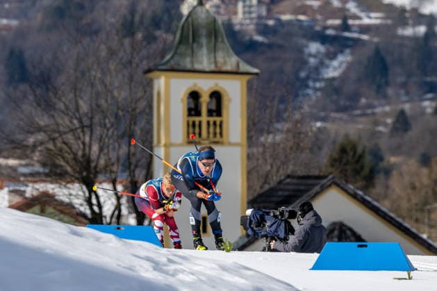OLYMPICS - Winter Olympic Games, Olympische Spiele, Olympia, OS Milano Cortina 2026 VAL DI FIEMME,ITALY,08.FEB.26 - OLYMPICS, CROSS COUNTRY SKIING - Winter Olympic Games Milano Cortina 2026, 10km, 10km Skiathlon, men. Image shows Mika Vermeulen (AUT) and Alvar Johannes Alev (EST).  GEPAxpictures xOliverxLerch
