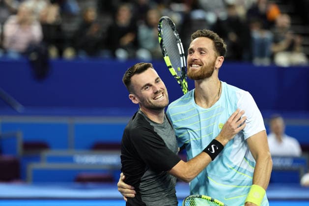 TENNIS : Finale Open Occitanie ATP, Tennis Herren 250 - 08 02 2026 Theo ARRIBAGE (FRA) Albano OLIVETTI (FRA) lors de la finale doubles du tournoi Open Occitanie ATP 250 a la Sud de France Arena de Montpellier, le 8 fevrier 2026. MontpellierFrance  Copyright: xValentinaxClaretx