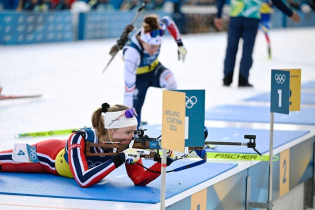 ANTERSELVA, ITALIEN 20260208 Norges Karoline Offigstad Knotten under mixedstafetten 4x6 km i skidskytte under vinter-OS i Anterselva, Italien. *** Bilden ingar i SPORTPAKET. För övriga BETALBILD *** ANTERSELVA ITALIEN x10050x *** ANTERSELVA, ITALY 20260208 Norways Karoline Offigstad Knotten during the mixed 4x6 km biathlon relay at the Winter Olympics in Anterselva, Italy Picture in SPORT PACKAGE For others PAY PICTURE ANTERSELVA ITALY x10050x  Copyright: xPontusxLundahl TTx OS 2026 SKIDSKYTTE