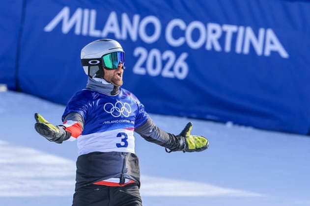 OLYMPICS - Winter Olympic Games, Olympische Spiele, Olympia, OS Milano Cortina 2026 LIVIGNO,ITALY,08.FEB.26 - OLYMPICS, SNOWBOARD - Winter Olympic Games Milano Cortina 2026, Parallel Giant Slalom, final, women, men. Image shows the rejoicing of Benjamin Karl (AUT).  GEPAxpictures xWolfgangxGrebien