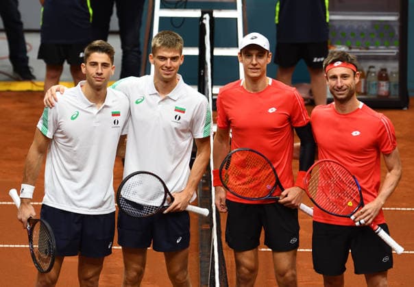Davis Cup Bulgaria vs Belgium in Plovdiv Sander Gille and Joran Vliegen (R) of Belgium and Alexander Donski and Pyotr Nesterov of Bulgaria before the doubles for the first round qualifiers of Davis Cup between Bulgaria and Belgium in Plovdiv, Bulgaria. on February 08.2026. Plovdiv Bulgaria  Copyright: xMatrixxImagesx xVassilxDonevx