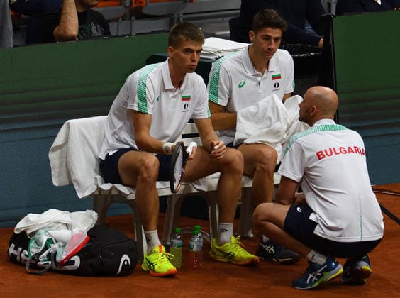 Davis Cup Bulgaria vs Belgium in Plovdiv Alexander Donski and Pyotr Nesterov of Bulgaria in attend during the doubles for the first round qualifiers of Davis Cup between Bulgaria and Belgium in Plovdiv, Bulgaria. on February 08.2026. Plovdiv Bulgaria  Copyright: xMatrixxImagesx xVassilxDonevx