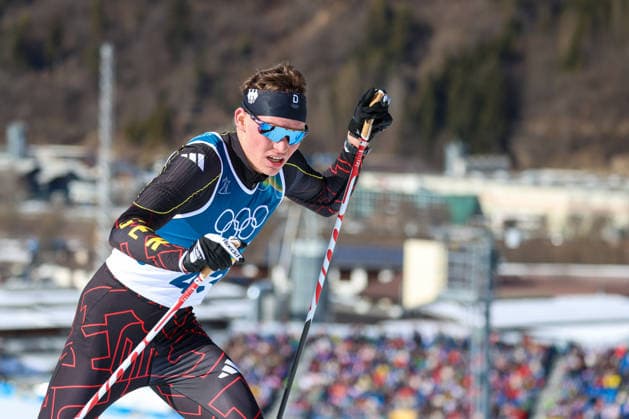 Tesero, Italien 08. Februar 2026: Skiathlon der Männer - Olympia 2026 Im Bild: Jakob Elias Moch (GER) im Anstieg Skiing Stadium *** Tesero, Italy 08 February 2026 Mens skiathlon Olympic Games 2026 In the picture Jakob Elias Moch GER in the uphill skiing stadium Copyright: xFotostandx xHettichx