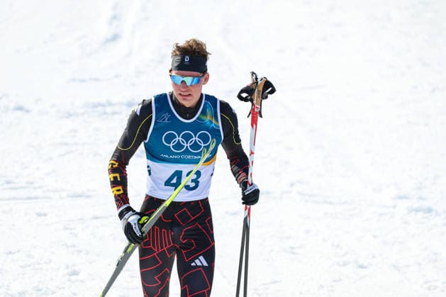 Tesero, Italien 08. Februar 2026: Skiathlon der Männer - Olympia 2026 Im Bild: Jakob Elias Moch (GER) nach dem Rennen Skiing Stadium *** Tesero, Italy 08 February 2026 Mens Skiathlon Olympic Games 2026 In the picture Jakob Elias Moch GER after the race Skiing Stadium Copyright: xFotostandx xHettichx