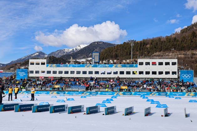 Tesero, Italien 08. Februar 2026: Skiathlon der Männer - Olympia 2026 Im Bild: Kulisse im Ski Stadium am Lago de Teser Skiing Stadium *** Tesero, Italy 08 February 2026 Mens Skiathlon Olympic Games 2026 In the picture Copyright: xFotostandx xHettichx