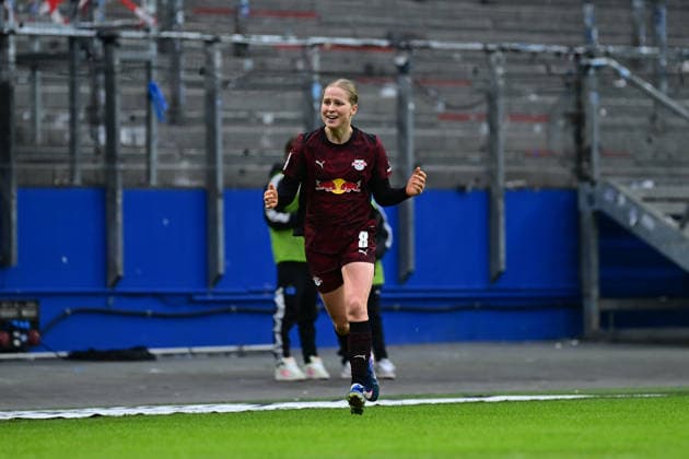 Fußball I Frauen I Saison 2025-2026 I Bundesliga I 17. Spieltag I Hamburger SV - RB Leipzig I 08.02.2026 Jubel, Begeisterung, Enthusiasmus, Euphorie, Freude, Glücksgefühl, Heiterkeit bei: Emilia Asgeirsdottir (8, RB Leipzig) Hamburg Volkspark, Volksparkstadion, Stadion, Volkspark-Stadion Hamburg Deutschland Copyright: xLobeca FelixxSchlikisx