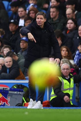 Brighton and Hove, England, 8th February 2026. Oliver Glasner, Manager of Crystal Palace during the Brighton and Hove Albion vs Crystal Palace Premier League match at the AMEX Stadium, Brighton and Hove. Picture credit should read: Paul Terry Sportimage EDITORIAL USE ONLY. No use with unauthorised audio, video, data, fixture lists, club league logos or live services. Online in-match use limited to 120 images, no video emulation. No use in betting, games or single club league player publications. SPI_017_PT_Brighton_Crystal_Palace SPI-4514-0017