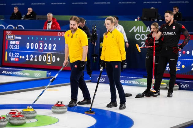 260208 Rasmus Wrana and Isabella Wrana of Sweden competes in a round robin mixed doubles curling match between Canada and Sweden during day 2 of the 2026 Winter Olympics on February 8, 2026 in Cortina. Photo: Jon Olav Nesvold BILDBYRAN COP 217 JE0112 curling Olympic Games, Olympische Spiele, Olympia, OS olympics winter olympics os ol olympiska spel vinter-os olympiske leker milano cortina 2026 milan cortina 2026 milano cortina 2026 olympic games milano cortina 2026 winter olympic games milano cortina-os milano cortina-ol vinter-ol 2 bbeng *** 260208 Rasmus Wrana and Isabella Wrana of Sweden competes in a round robin mixed doubles curling match between Canada and Sweden during day 2 of the 2026 Winter Olympics on February 8, 2026 in Cortina Photo Jon Olav Nesvold BILDBYRAN COP 217 JE0112 curling olympic games olympics winter olympics os ol olympiska spel vinter os olympiske leker milano cortina 2026 milan cortina 2026 milano cortina 2026 olympic games milano cortina 2026 winter olympic games milano cortina os milano cortina ol vinter ol 2 bbeng  Copyright: JONxOLAVxNESVOLD BB260208JE040