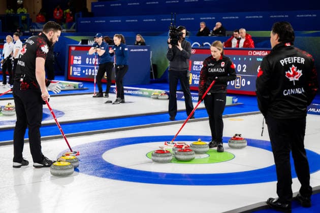 260208 Brett Gallant and Jocelyn Peterman of Canada competes in a round robin mixed doubles curling match between Canada and Sweden during day 2 of the 2026 Winter Olympics on February 8, 2026 in Cortina. Photo: Jon Olav Nesvold BILDBYRAN COP 217 JE0112 curling Olympic Games, Olympische Spiele, Olympia, OS olympics winter olympics os ol olympiska spel vinter-os olympiske leker milano cortina 2026 milan cortina 2026 milano cortina 2026 olympic games milano cortina 2026 winter olympic games milano cortina-os milano cortina-ol vinter-ol 2 bbeng *** 260208 Brett Gallant and Jocelyn Peterman of Canada competes in a round robin mixed doubles curling match between Canada and Sweden during day 2 of the 2026 Winter Olympics on February 8, 2026 in Cortina Photo Jon Olav Nesvold BILDBYRAN COP 217 JE0112 curling olympic games olympics winter olympics os ol olympiska spel vinter os olympiske leker milano cortina 2026 milan cortina 2026 milano cortina 2026 olympic games milano cortina 2026 winter olympic games milano cortina os milano cortina ol vinter ol 2 bbeng  Copyright: JONxOLAVxNESVOLD BB260208JE044