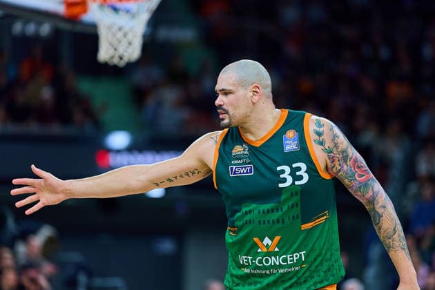 Maik Zirbes (Gladiators Trier, 33) GER, ratiopharm ulm vs. Gladiators Trier, Basketball, 21. Spieltag, EasyCredit Bundesliga, Spielzeit 2025 2026, 08.02.2026 GER, ratiopharm ulm vs. Gladiators Trier, Basketball, 21. Spieltag, EasyCredit Bundesliga, Spielzeit 2025 2026, 08.02.2026 Neu-Ulm Copyright: xEibner-Pressefoto GeraldxOelze-dexStoppanyx EP_ODS