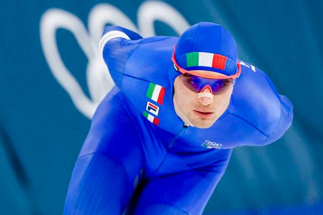 Riccardo Lorello of Italy Men 5000m, Milano Cortina 2026 Winter Olympics: Day 2, Speed skating, Eisschnelllauf - Milano Cortina 2026 Winter Olympics: Day 2, Milano Speed Skating Stadium, February 8, 2026, Milan, Italy.