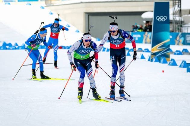 OLYMPICS - Winter Olympic Games, Olympische Spiele, Olympia, OS Milano Cortina 2026 ANTHOLZ,ITALY,08.FEB.26 - OLYMPICS, BIATHLON - Winter Olympic Games Milano Cortina 2026, mixed relay, 4x6km. Image shows Quentin Fillon Maillet and Eric Perrot (FRA).  GEPAxpictures xMatthiasxTrinkl